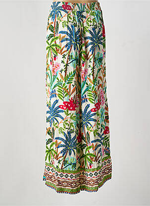 Pantalon large tissage popeline taille normale vert ORIENTIQUE NATURALLY femme