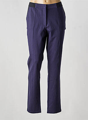 Pantalon chino fermeture zippée sous rabat avec crochet taille normale bleu JULIE GUERLANDE femme
