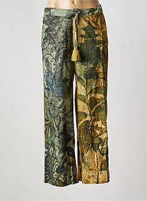 Pantalon droit tissage popeline taille normale vert ORIENTIQUE NATURALLY femme