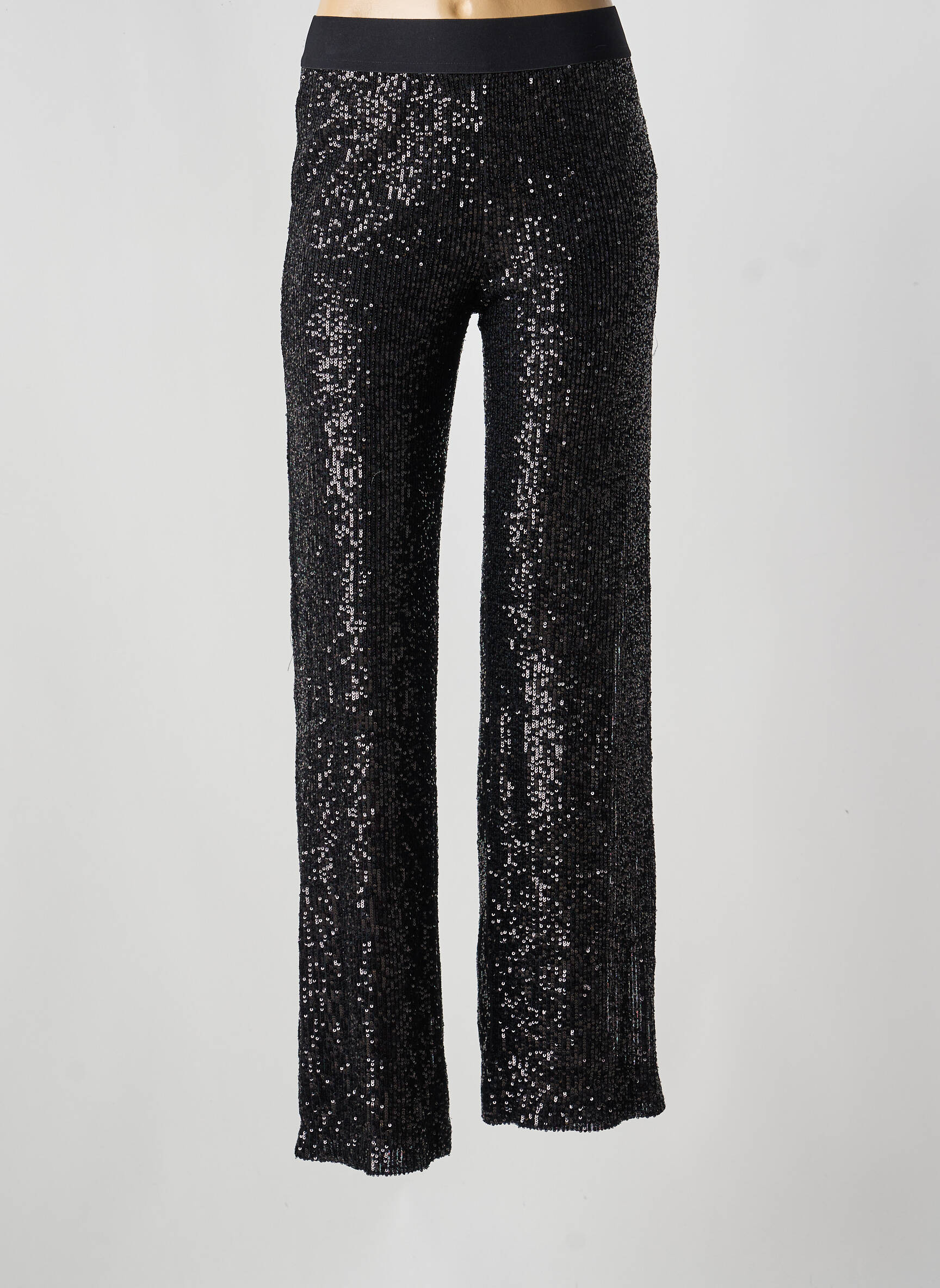 Pantalon droit taille élastique taille normale noir YEST femme