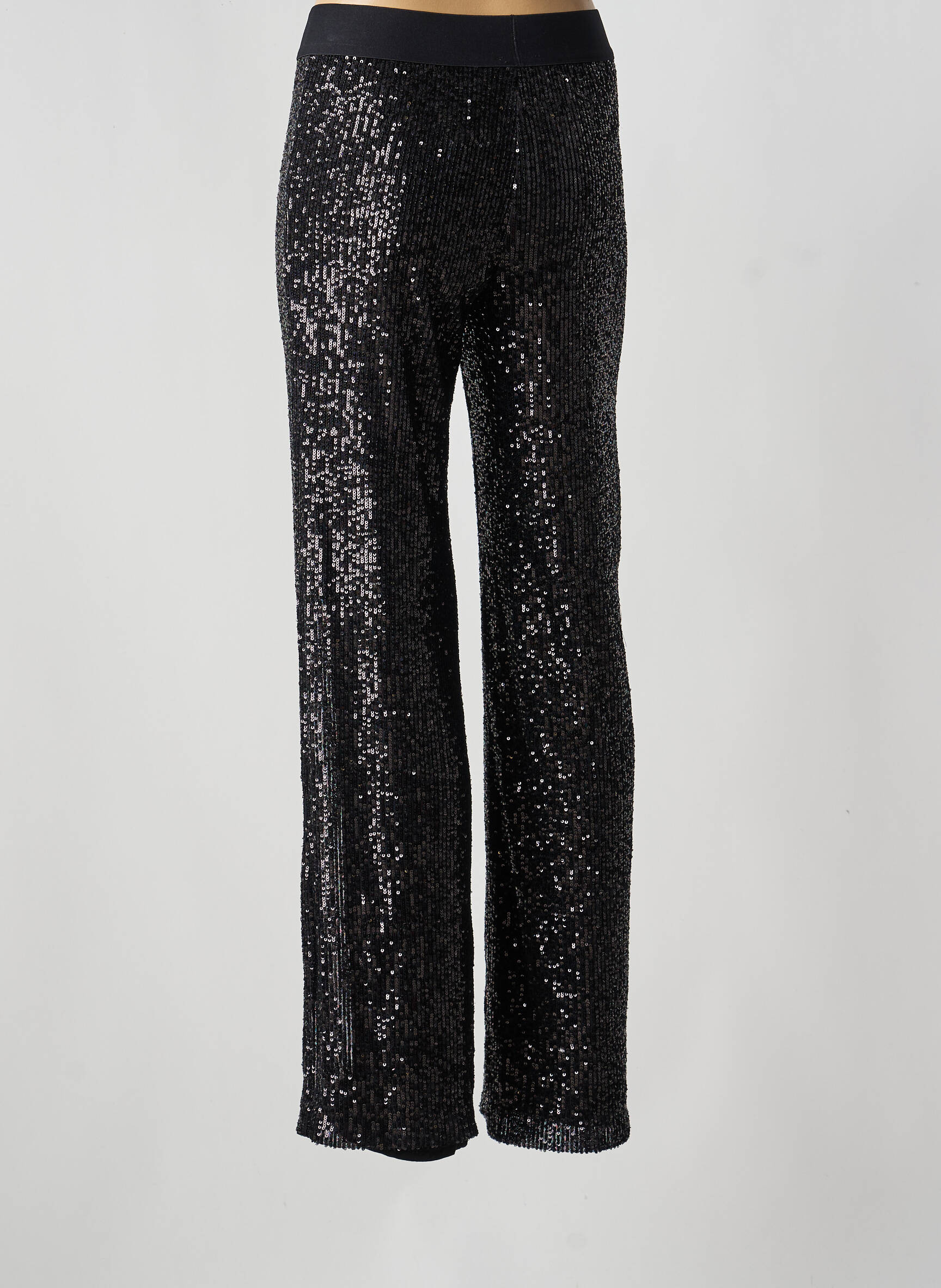 Pantalon droit taille élastique taille normale noir YEST femme
