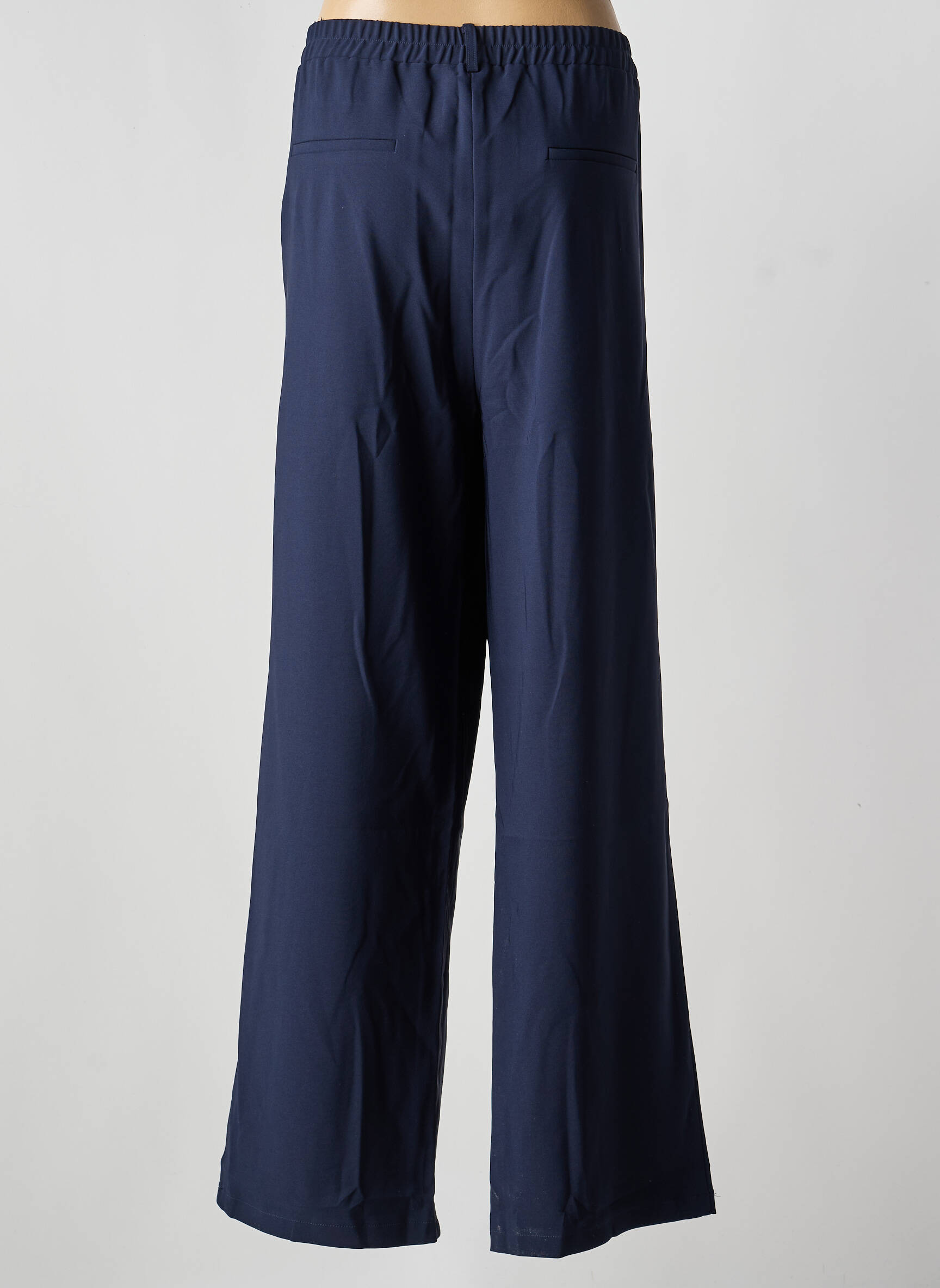 Pantalon large fermeture zippée sous rabat boutonné taille normale bleu IVY BEAU femme