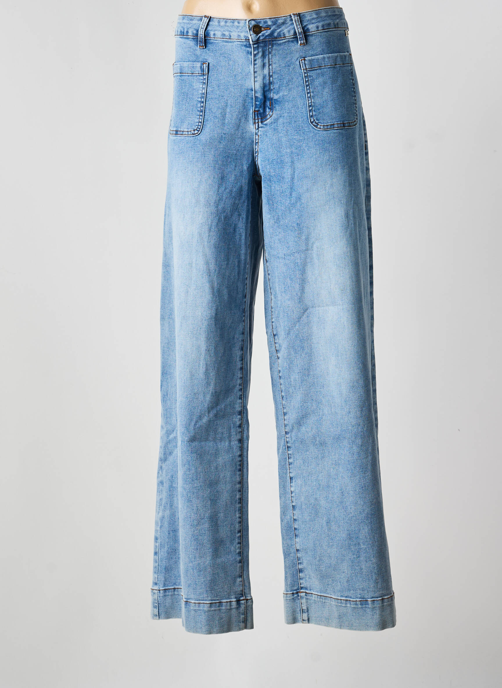 Jeans coupe large stretch taille normale bleu IVY BEAU femme