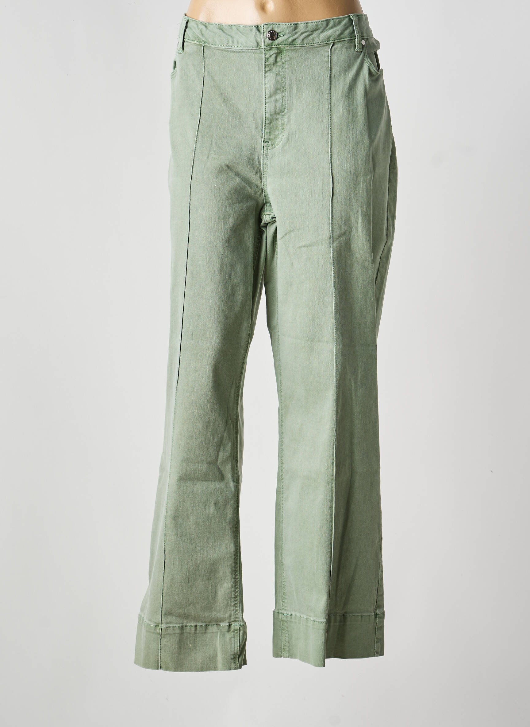 Jeans coupe large stretch taille normale vert YEST femme