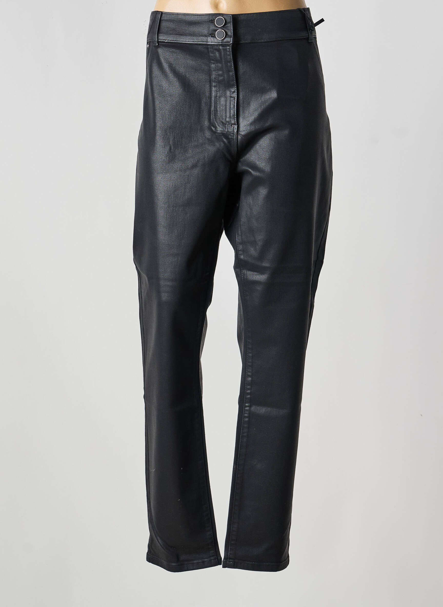 Pantalon slim tissage enduit taille normale noir JULIE GUERLANDE femme