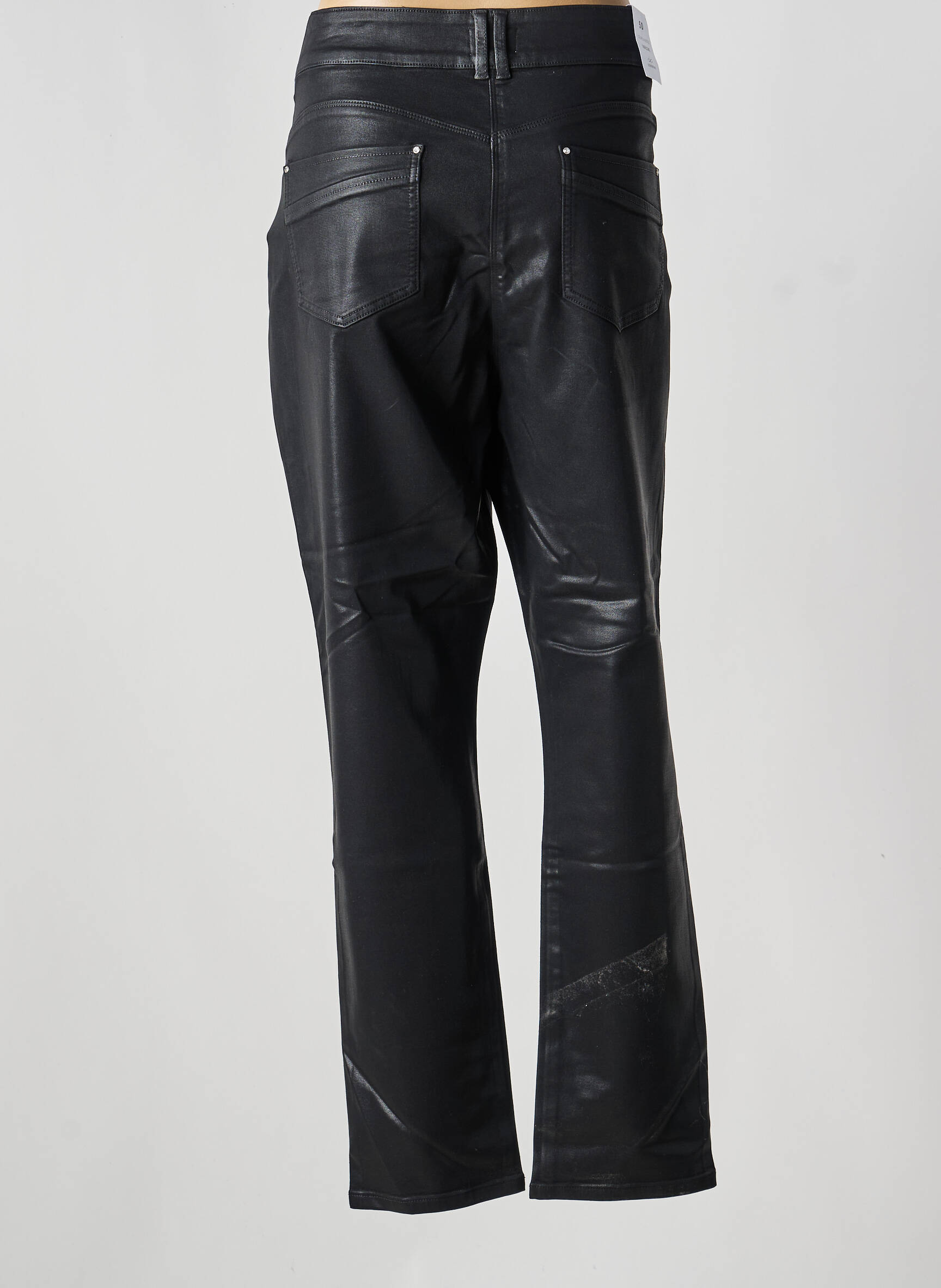 Pantalon slim tissage enduit taille normale noir JULIE GUERLANDE femme
