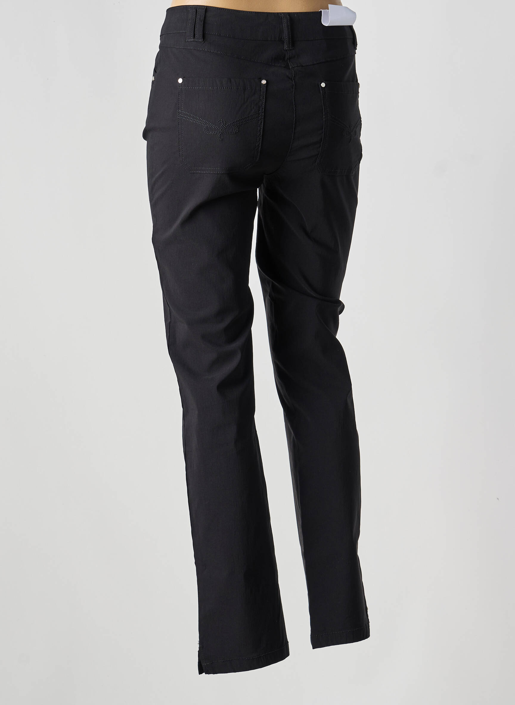 Pantalon droit stretch taille haute noir JULIE GUERLANDE femme