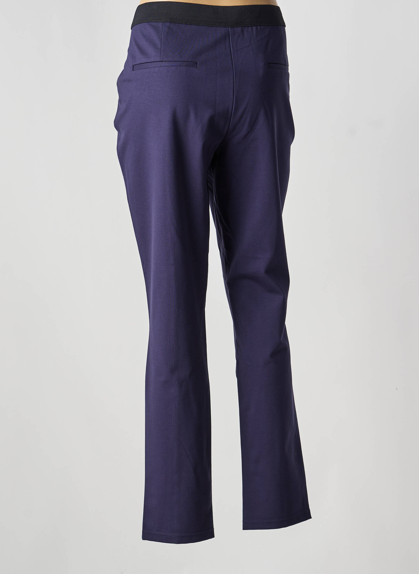 Pantalon chino fermeture zippée sous rabat avec crochet taille normale bleu JULIE GUERLANDE femme