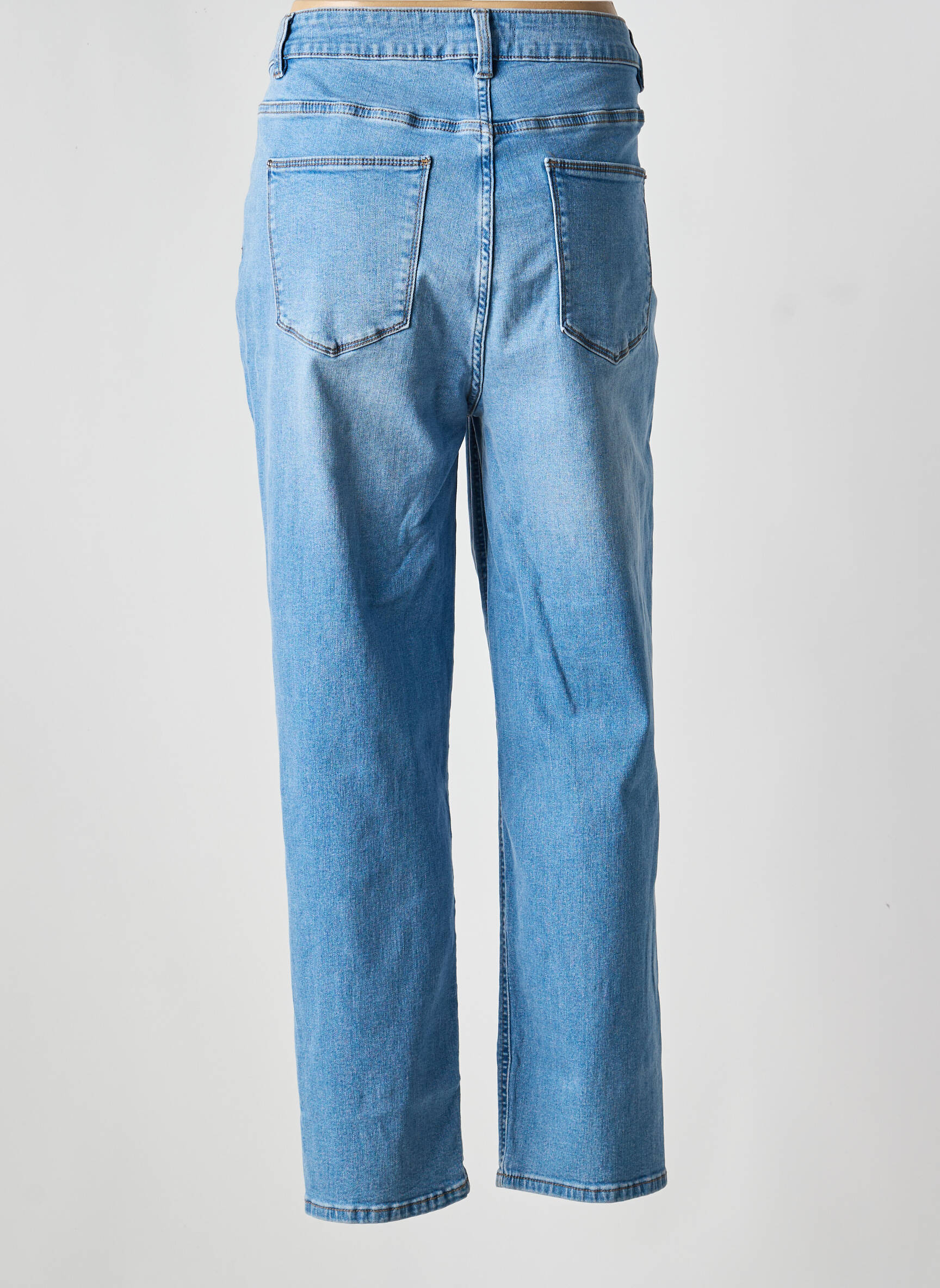 Jean coupe mom poches taille haute bleu BASE LEVEL femme
