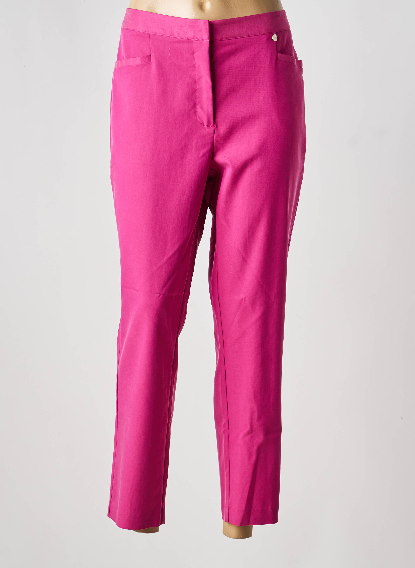 Pantalon chino tissage popeline taille normale rose JULIE GUERLANDE femme
