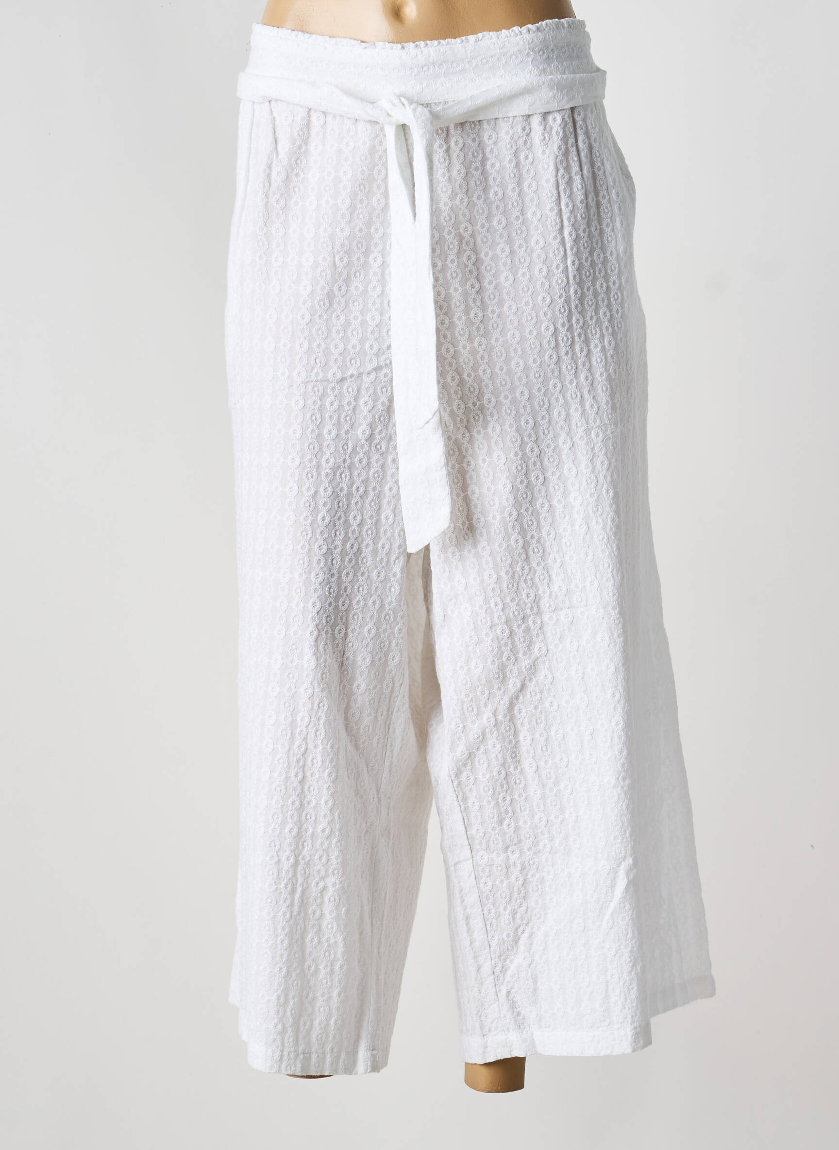 Pantalon 7/8 tissage popeline blanc ORIENTIQUE NATURALLY femme