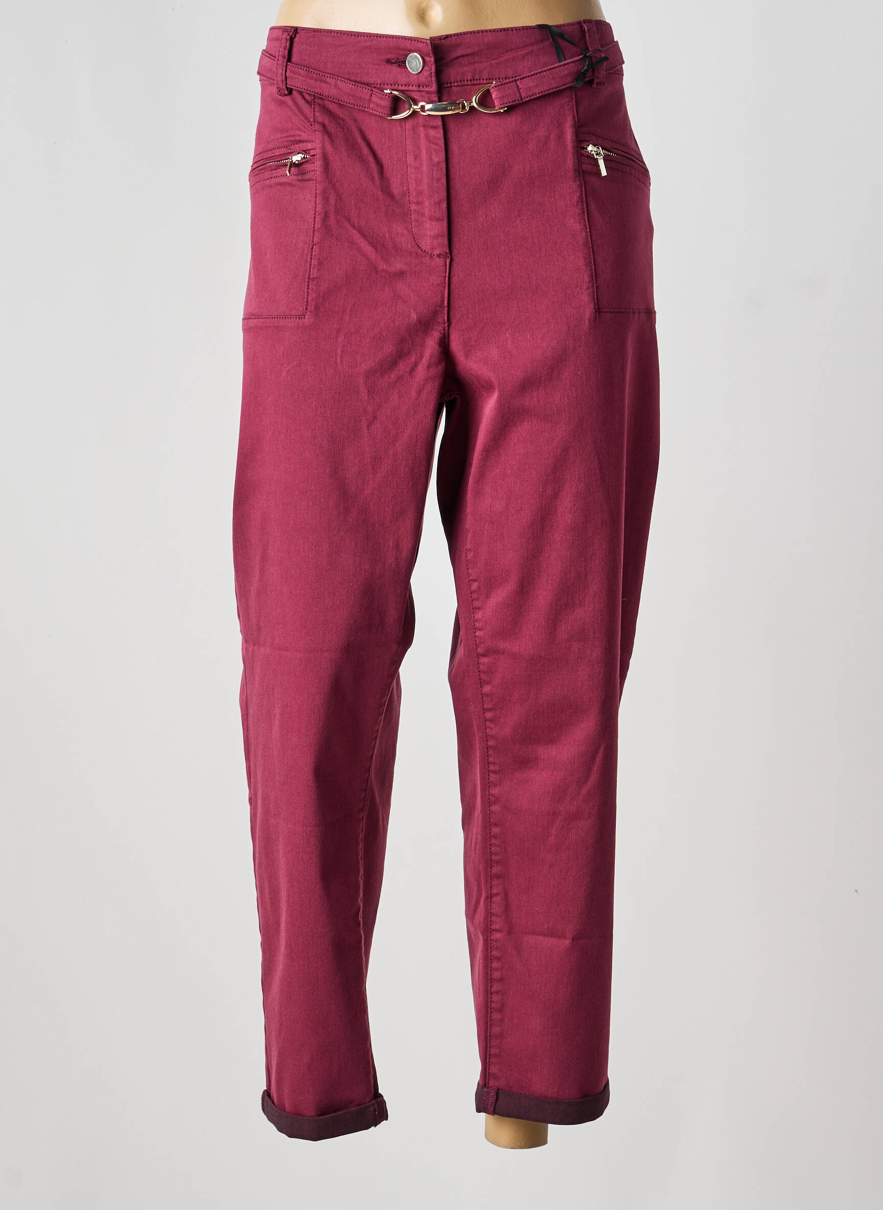 Pantalon slim taille élastique taille normale rouge JULIE GUERLANDE femme