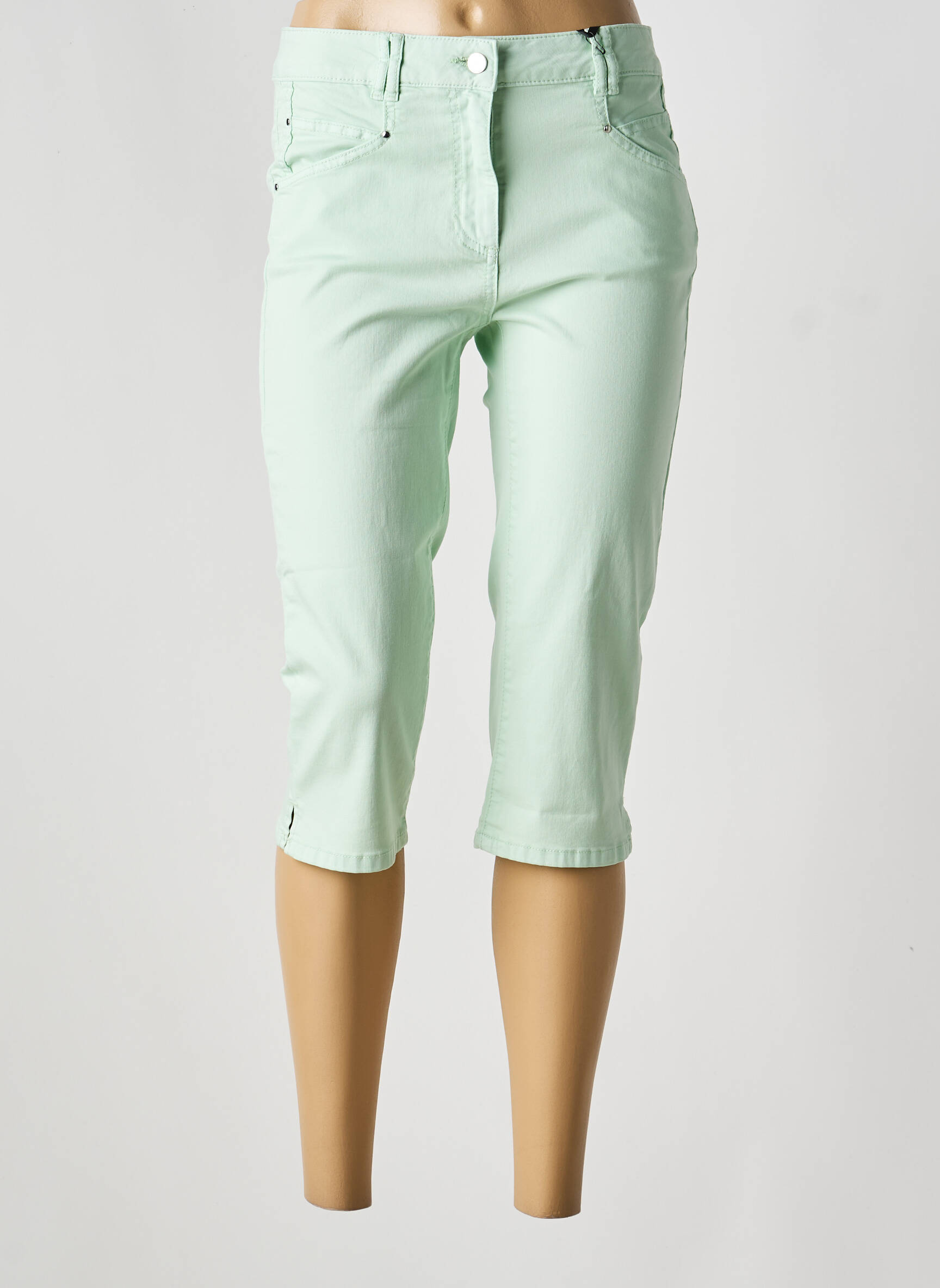 Corsaire tissage denim taille normale vert JULIE GUERLANDE femme