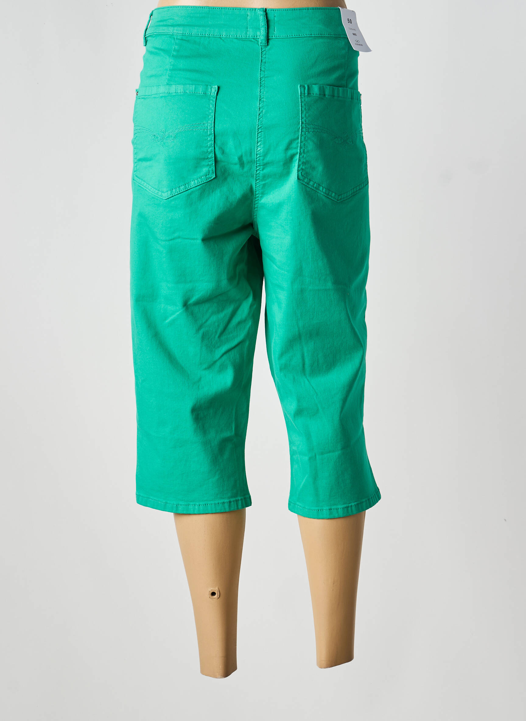 Corsaire tissage denim taille normale vert fonce JULIE GUERLANDE femme
