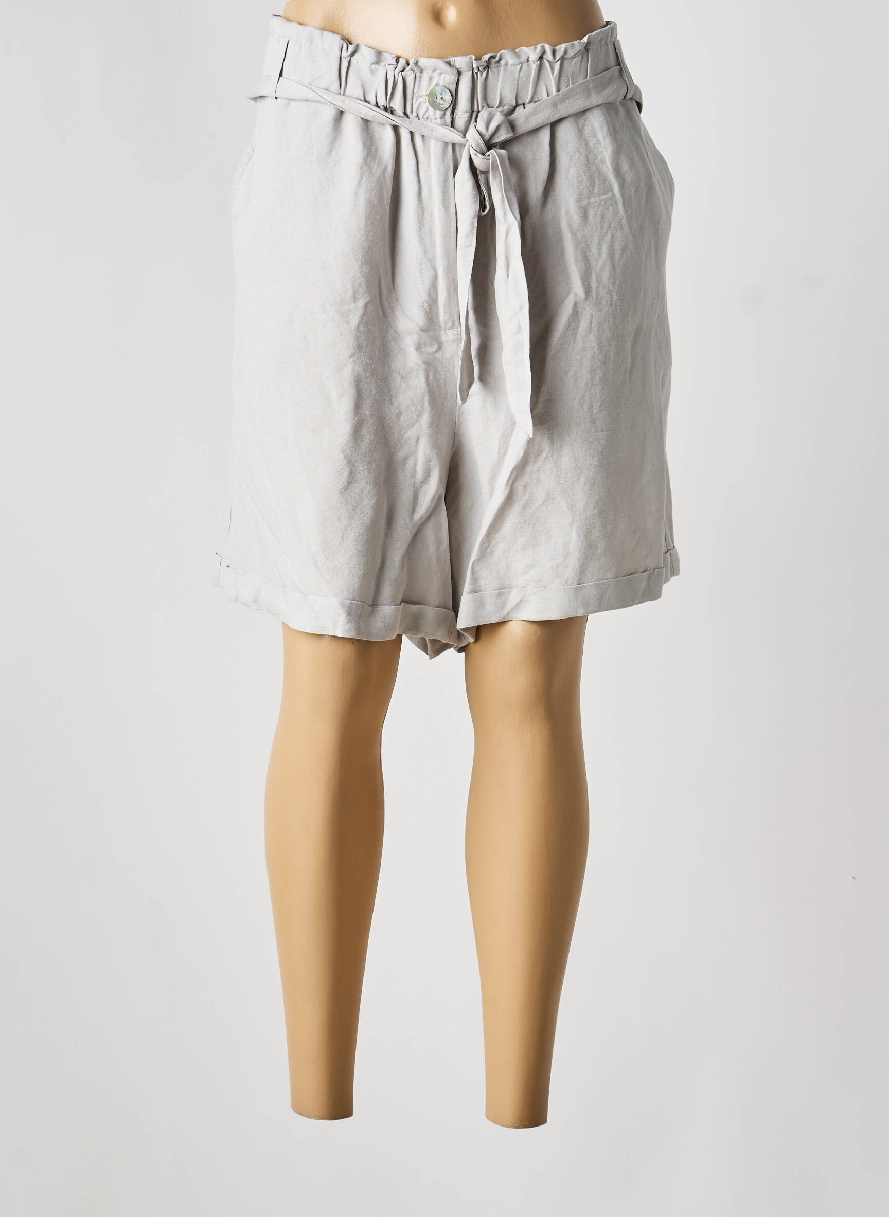 Short fermeture zippée sous rabat boutonné taille normale gris YEST femme