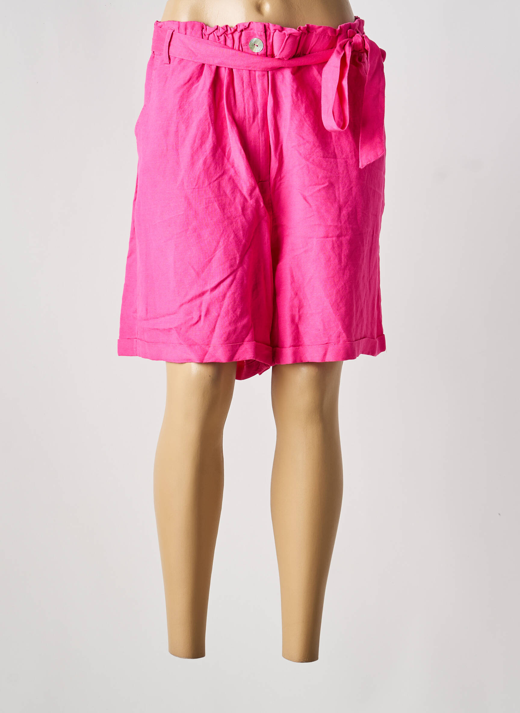 Short fermeture zippée sous rabat boutonné taille normale rose YEST femme