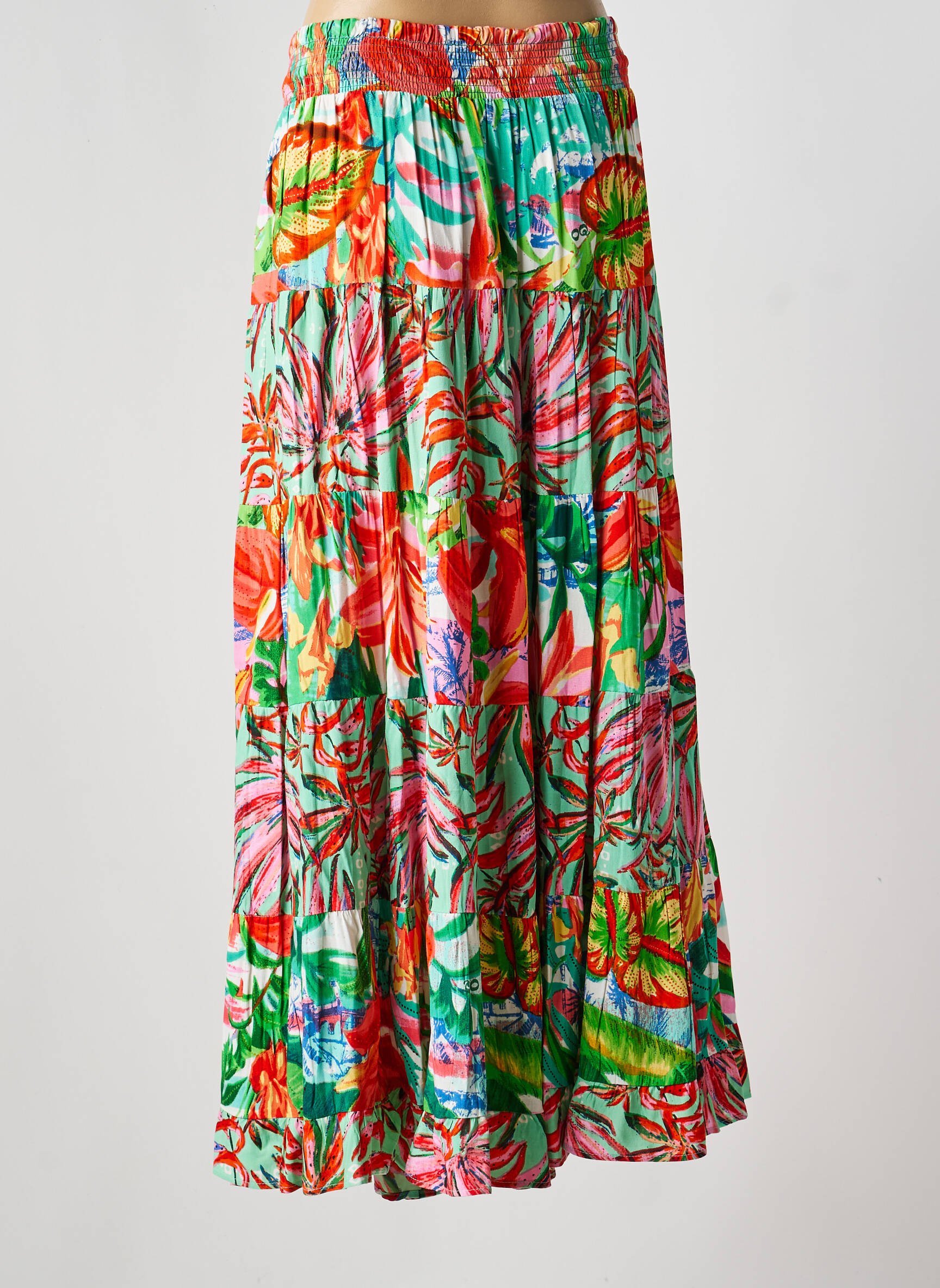 Jupe longue coupe évasée vert ORIENTIQUE NATURALLY femme