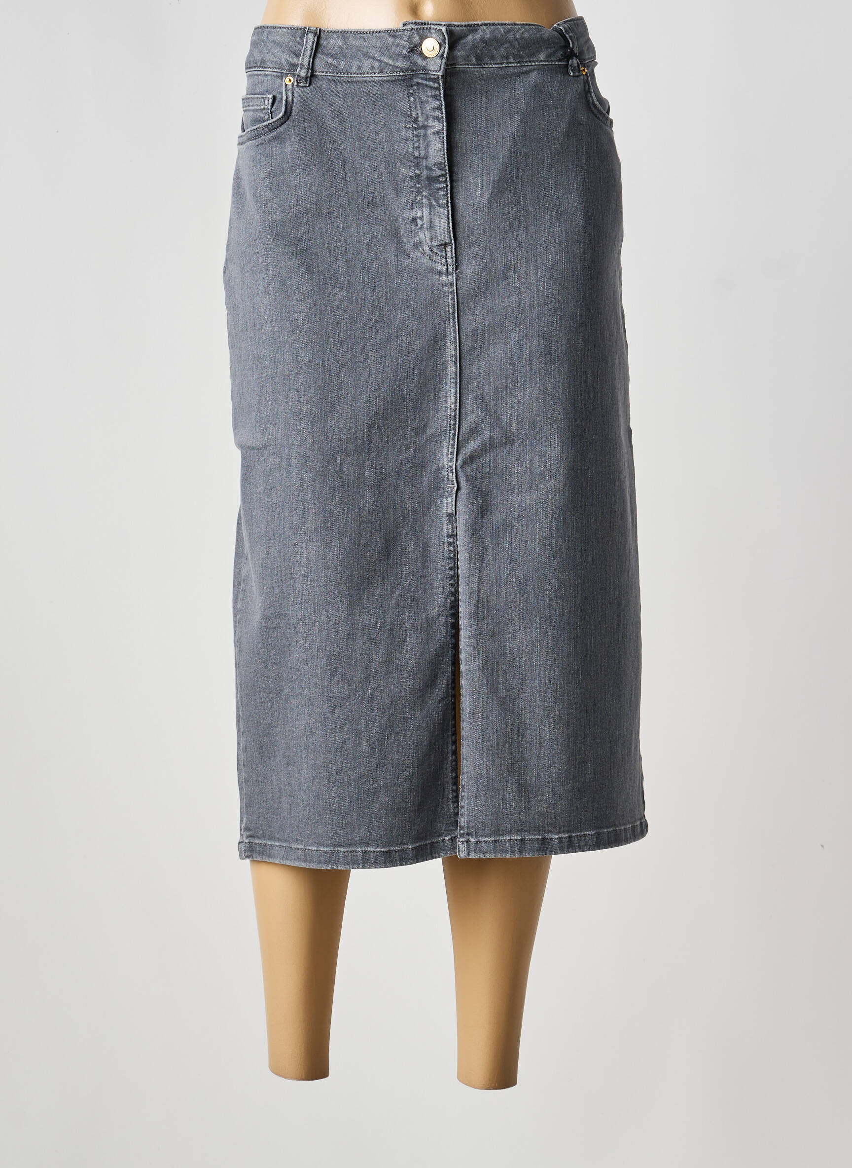 Jupe mi-longue stretch gris YEST femme