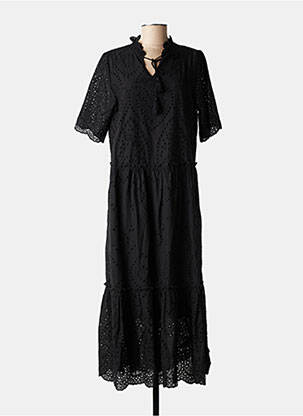 Robe longue manches courtes manches courtes noir YEST femme