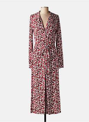 Robe longue imprimé fantaisie manches longues rouge YEST femme