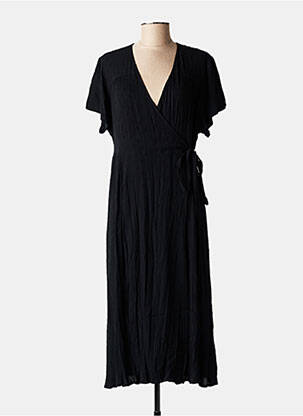 Robe longue manches courtes manches courtes noir ORIENTIQUE NATURALLY femme