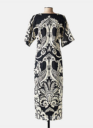 Robe longue imprimé fantaisie manches courtes noir JULIE GUERLANDE femme