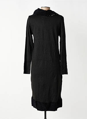 Robe mi-longue imprimé fantaisie manches longues noir ORIENTIQUE NATURALLY femme