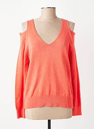 Pull coupe cintrée manches longues orange K-DESIGN femme