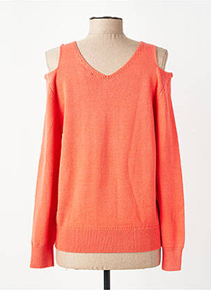 Pull coupe cintrée manches longues orange K-DESIGN femme