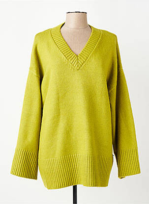 Pull coupe droite manches longues vert YEST femme
