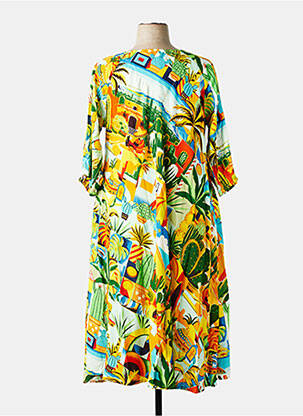 Robe mi-longue manches 3/4 manches 3/4 vert ORIENTIQUE NATURALLY femme