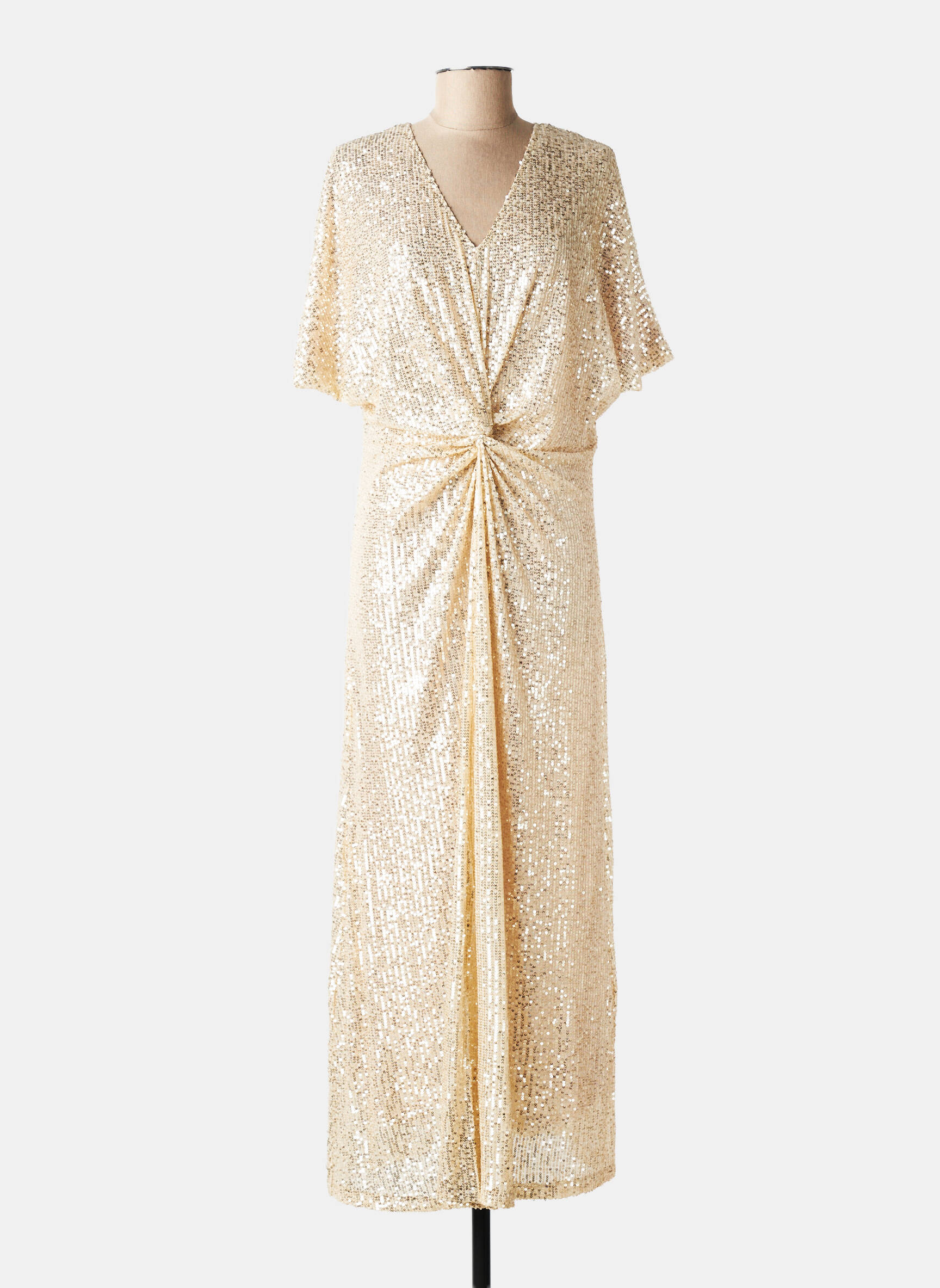 Robe longue manches courtes manches courtes or K-DESIGN femme