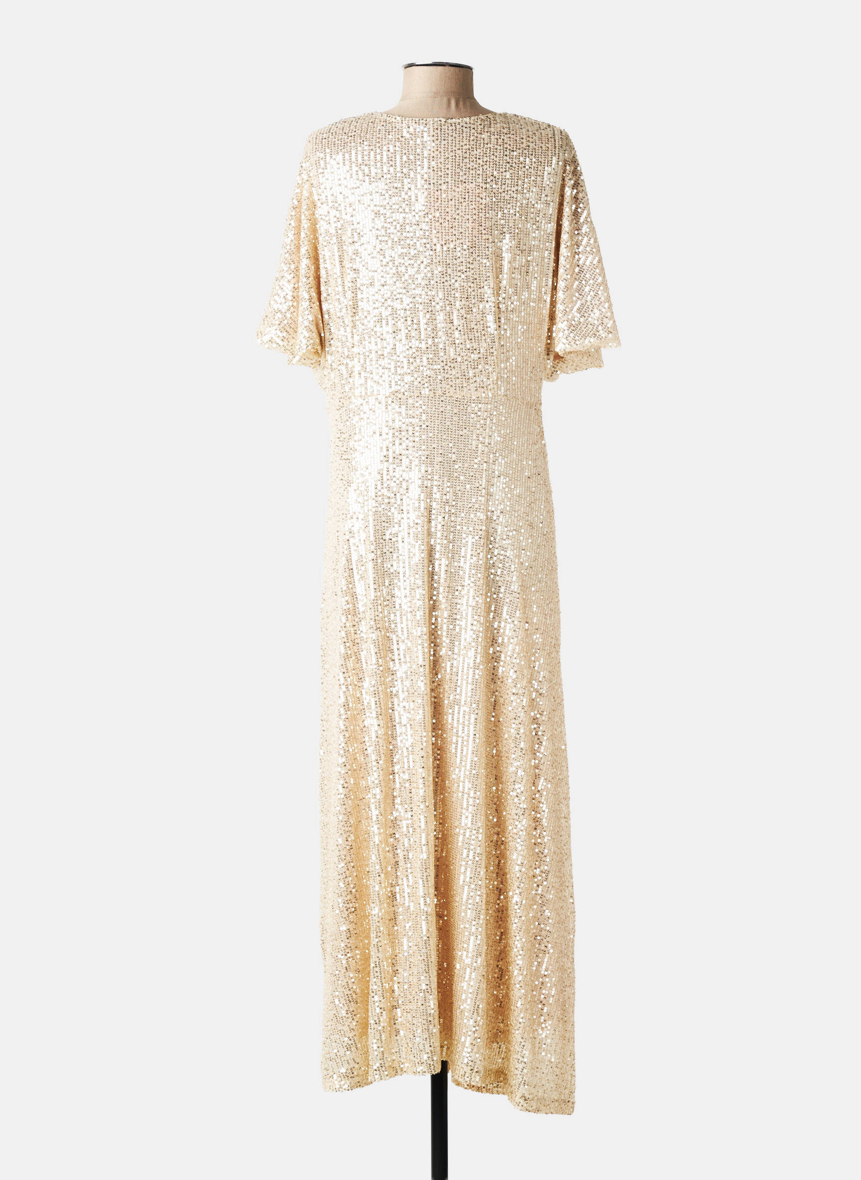 Robe longue manches courtes manches courtes or K-DESIGN femme