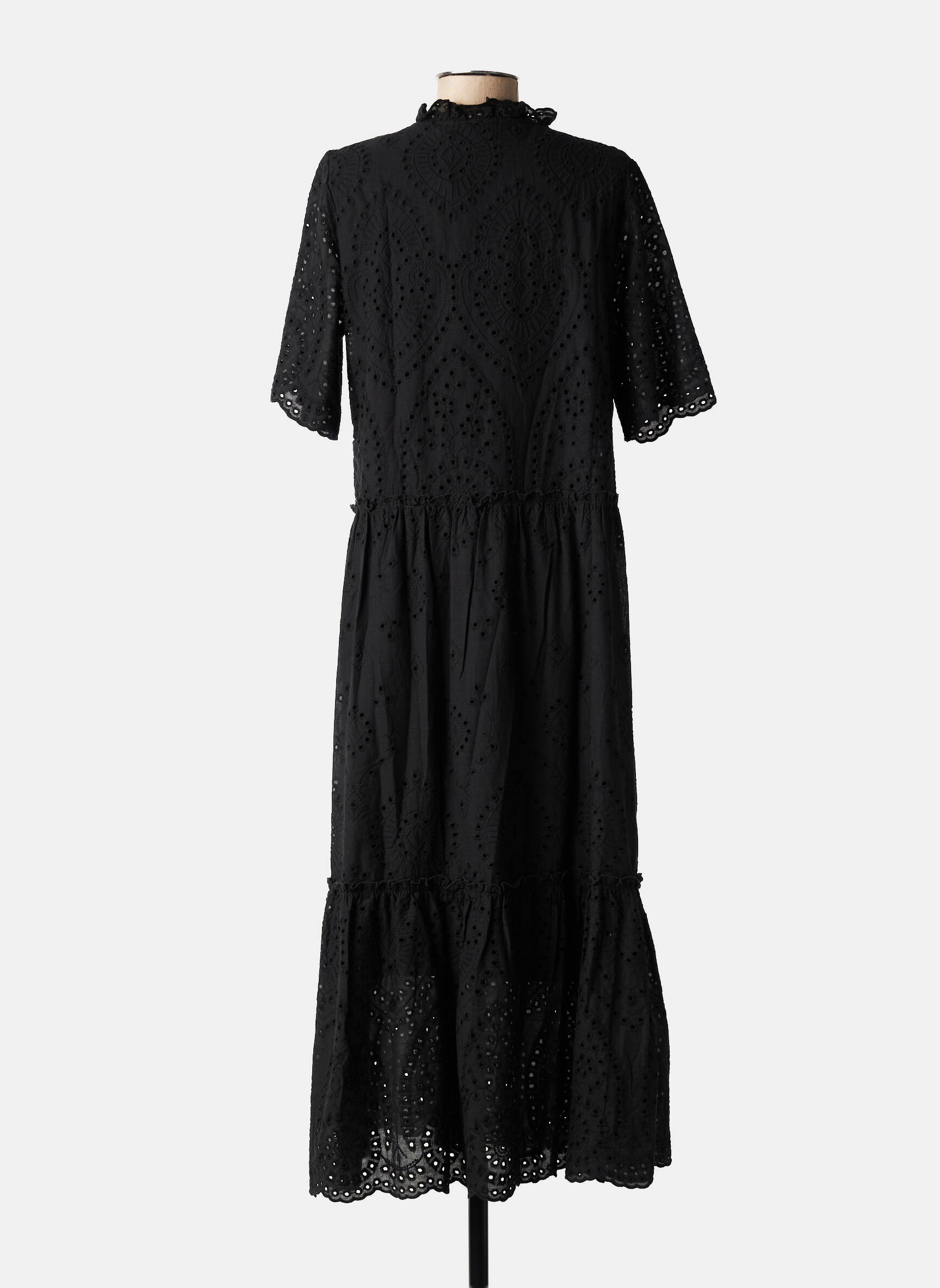 Robe longue manches courtes manches courtes noir YEST femme