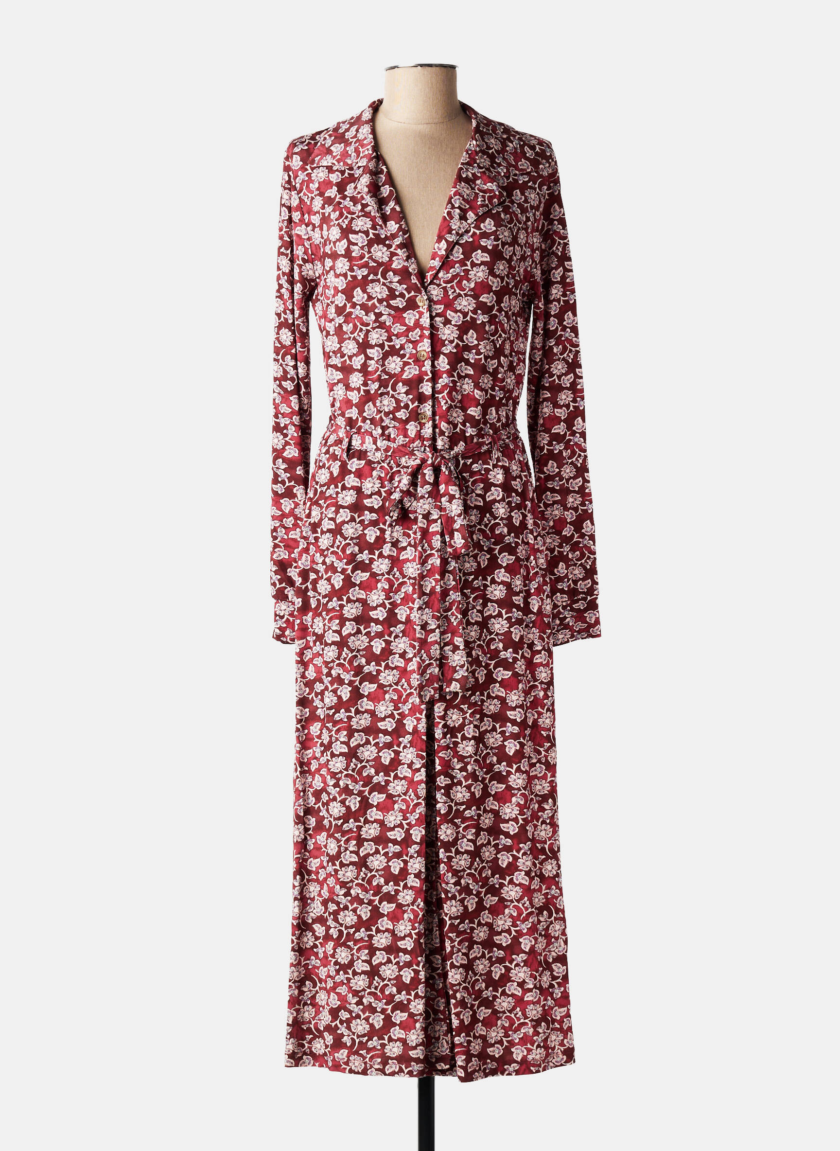 Robe longue imprimé fantaisie manches longues rouge YEST femme