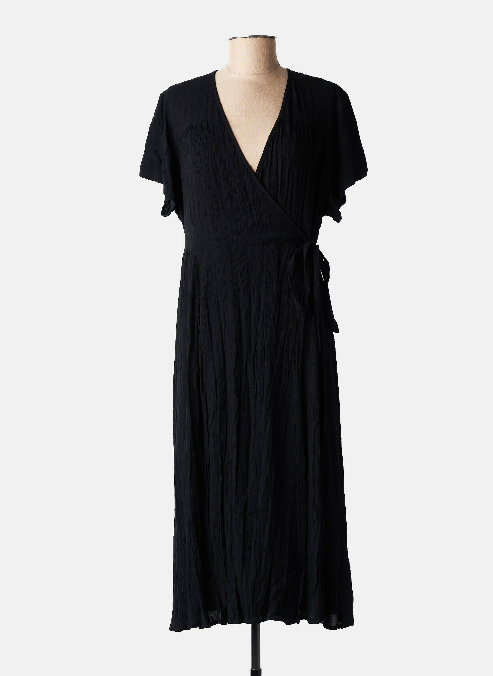 Robe longue manches courtes manches courtes noir ORIENTIQUE NATURALLY femme