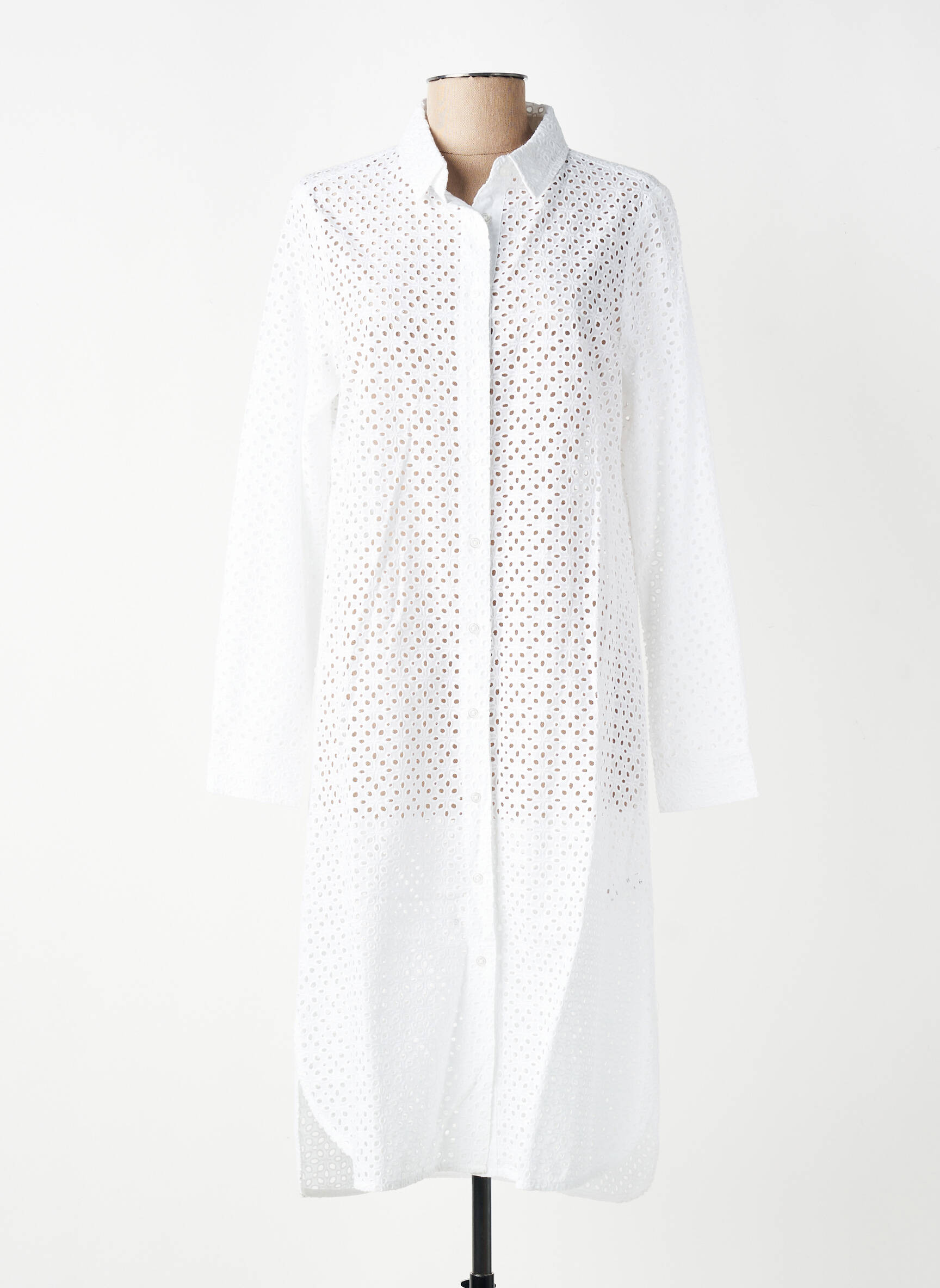 Robe mi-longue manches longues manches longues blanc YEST femme