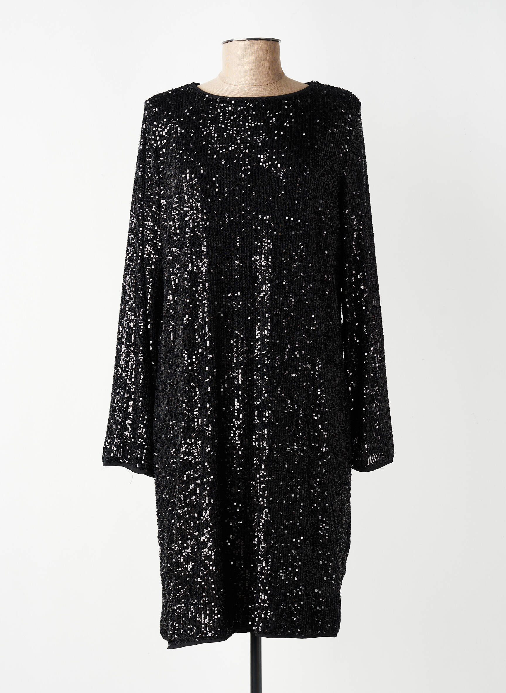 Robe mi-longue manches longues manches longues noir YEST femme