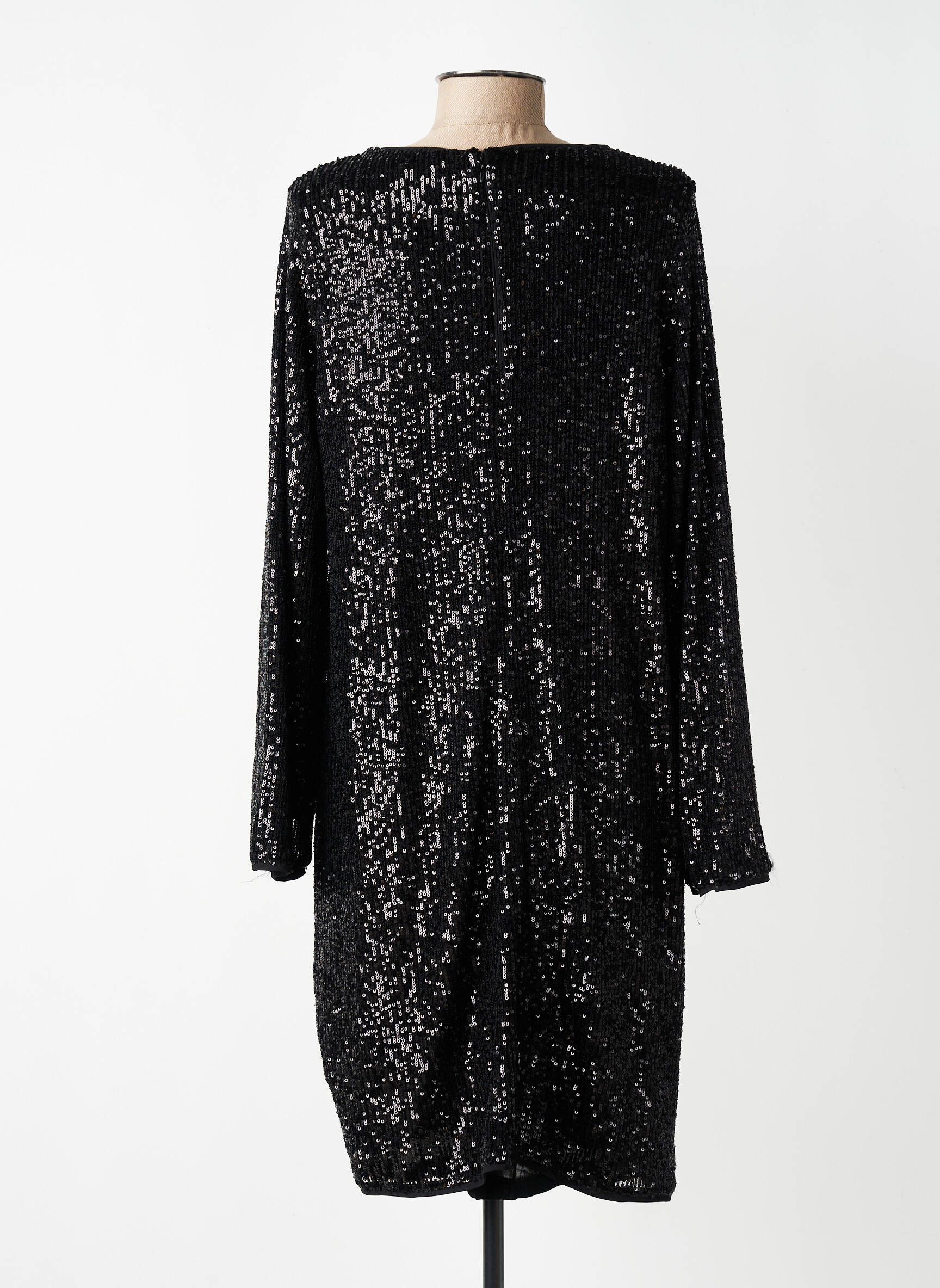Robe mi-longue manches longues manches longues noir YEST femme