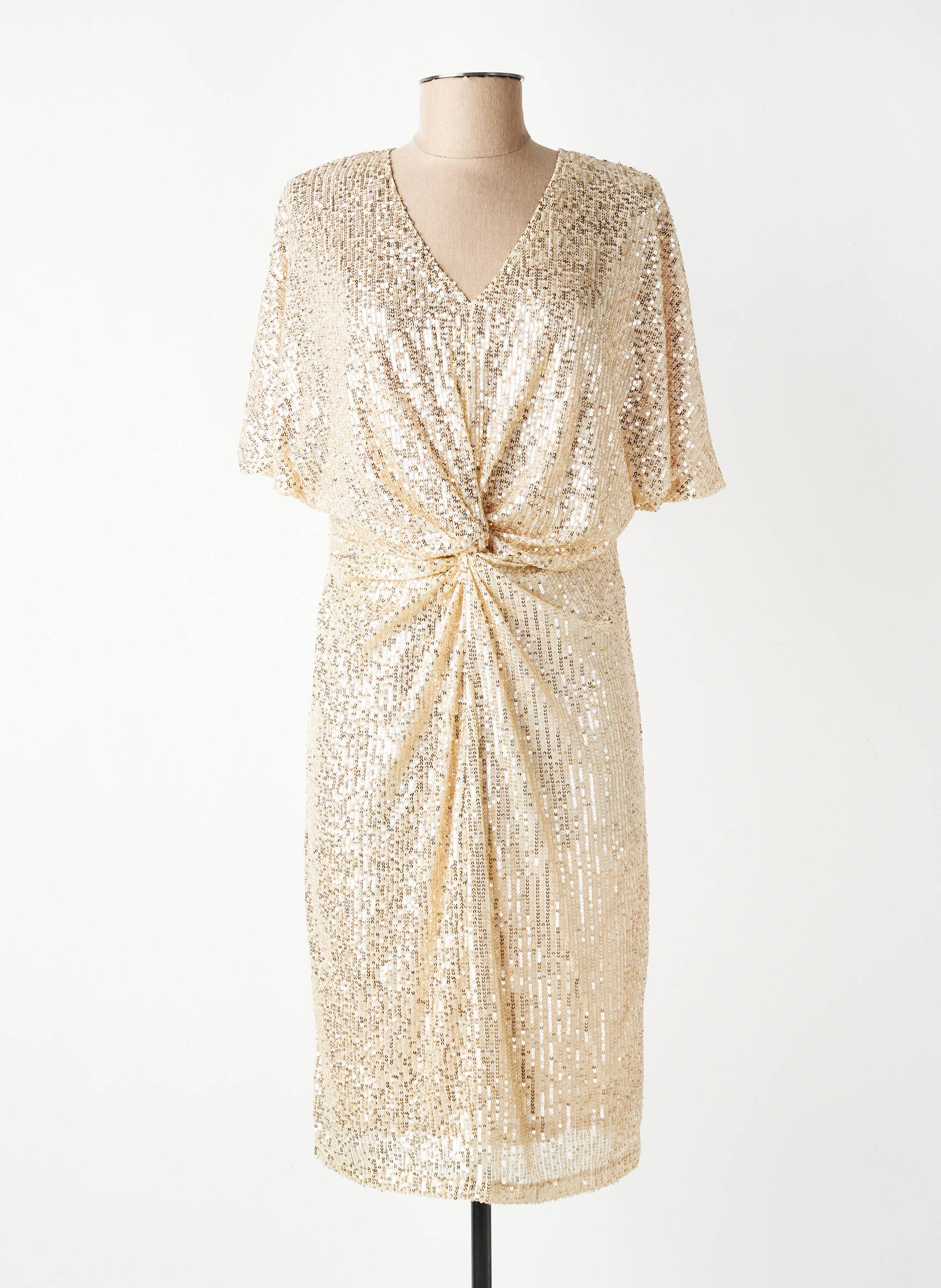 Robe mi-longue manches courtes manches courtes or K-DESIGN femme