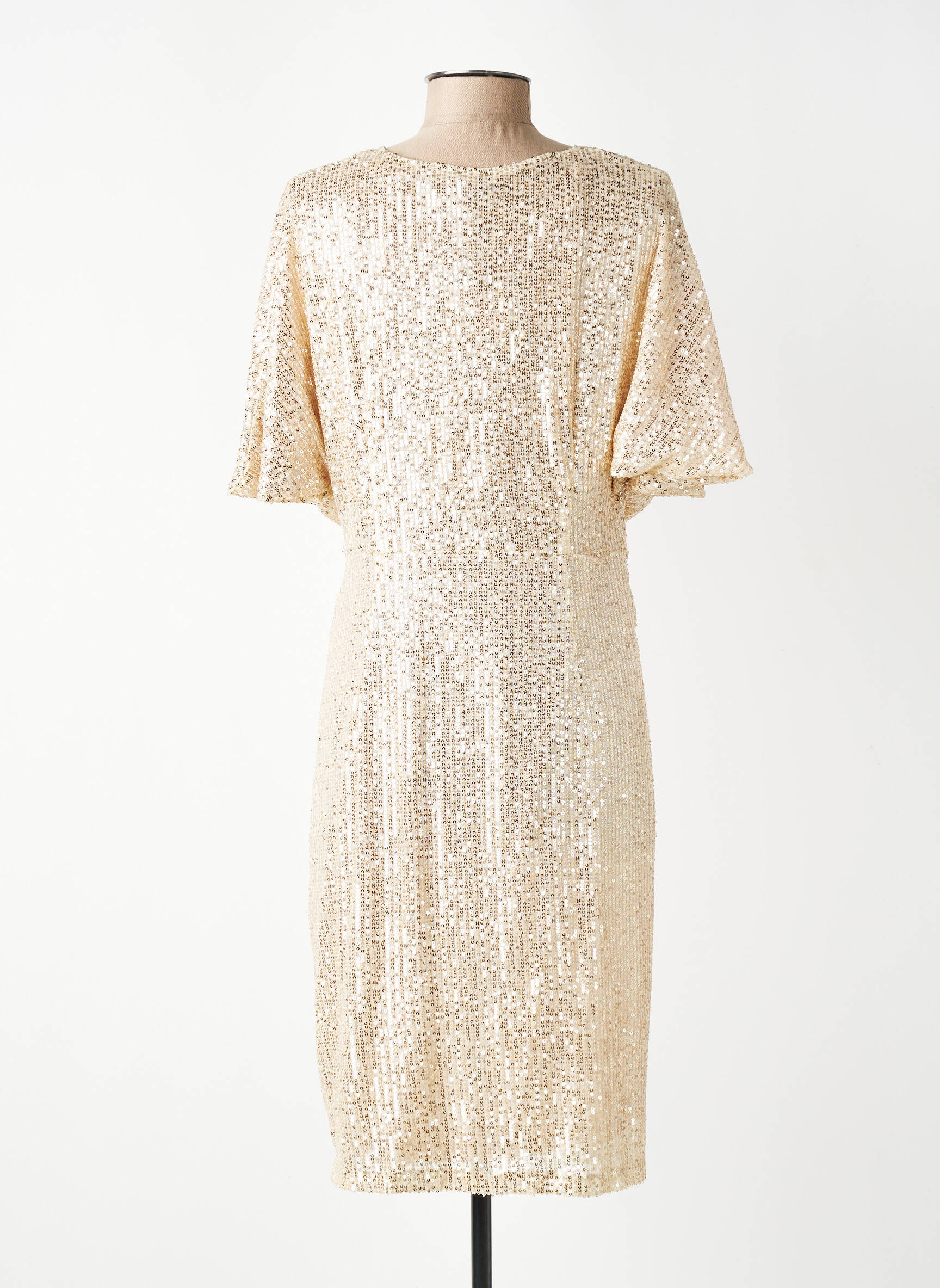 Robe mi-longue manches courtes manches courtes or K-DESIGN femme