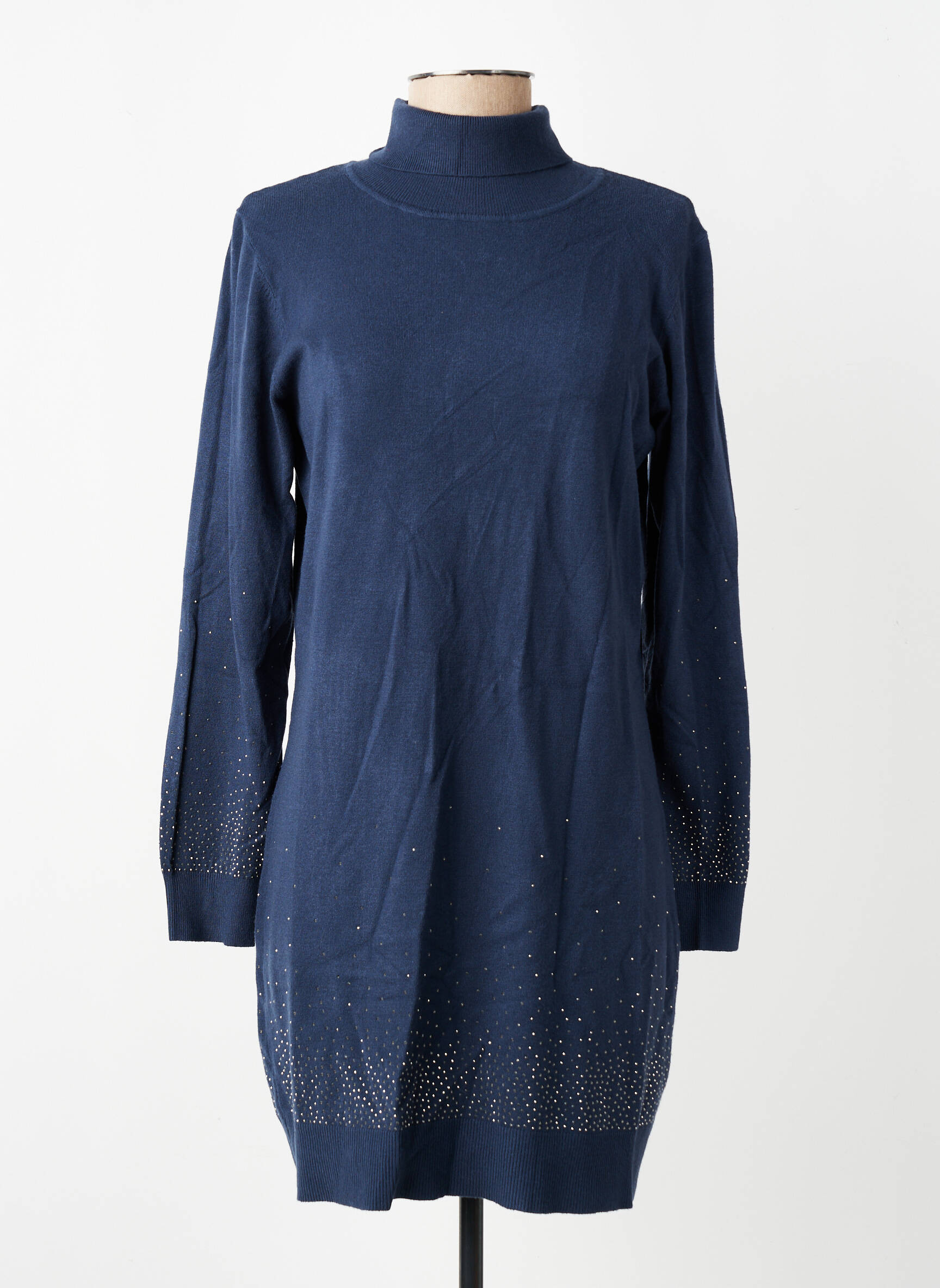 Robe pull coupe droite manches longues bleu YES.ZEE femme