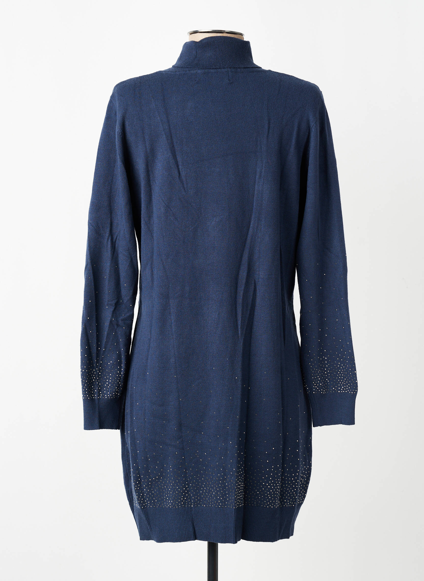 Robe pull coupe droite manches longues bleu YES.ZEE femme