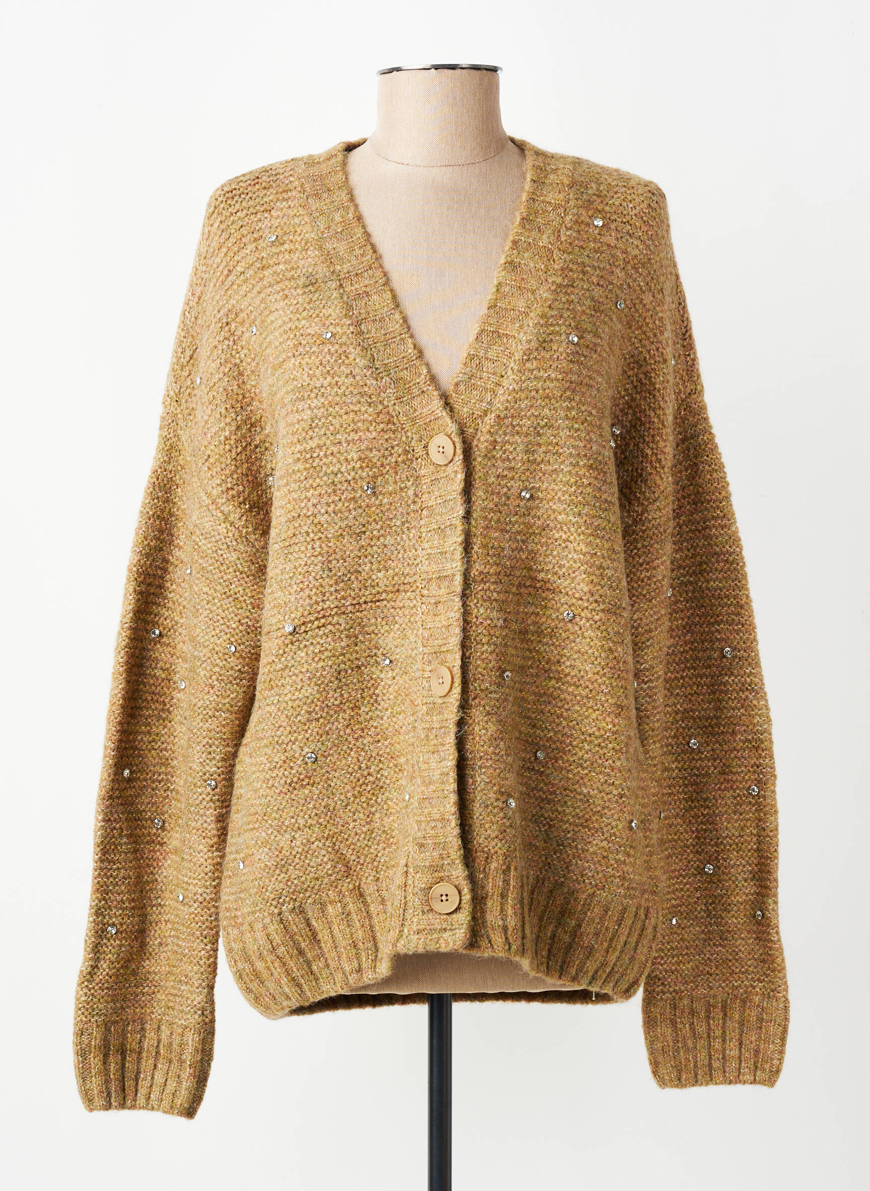 Gilet manches longues fermeture boutonnée sur le devant marron YEST femme