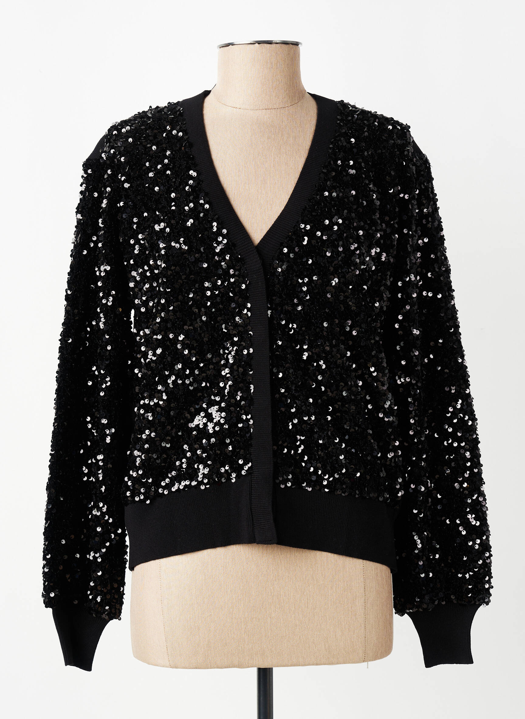 Gilet manches longues coupe cintrée noir YEST femme