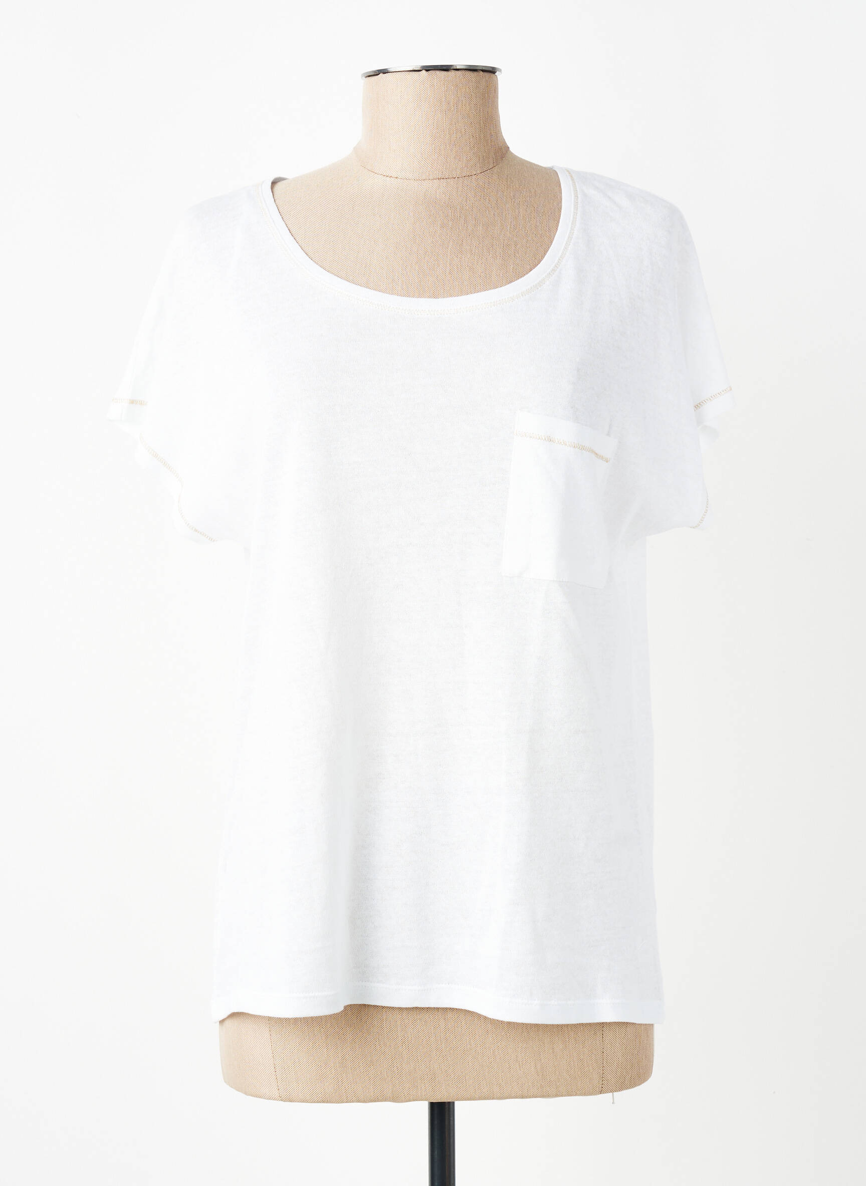 T-shirt coupe droite manches courtes blanc JULIE GUERLANDE femme