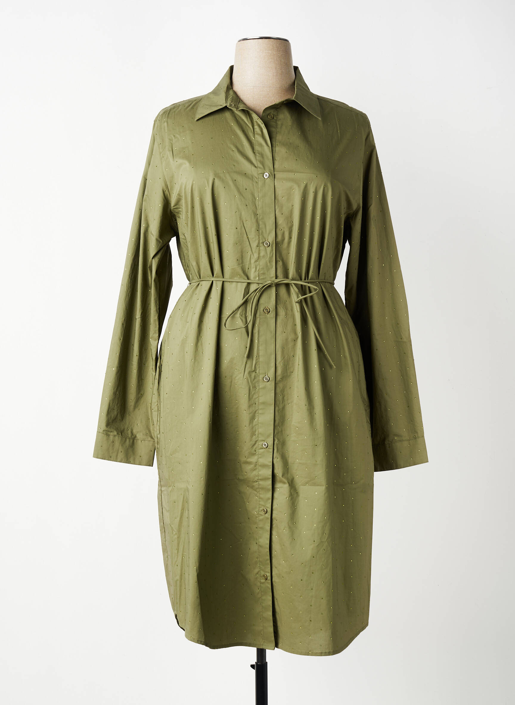 Robe mi-longue manches longues manches longues vert YEST femme