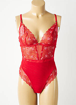 Body lingerie broderie rouge MORGAN femme
