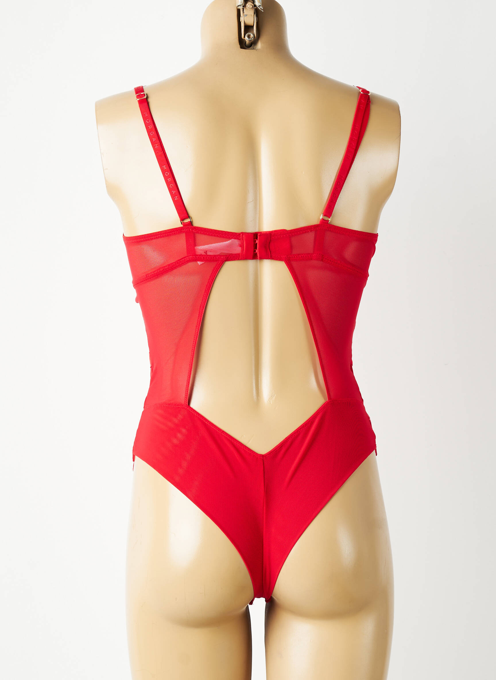 Body lingerie broderie rouge MORGAN femme