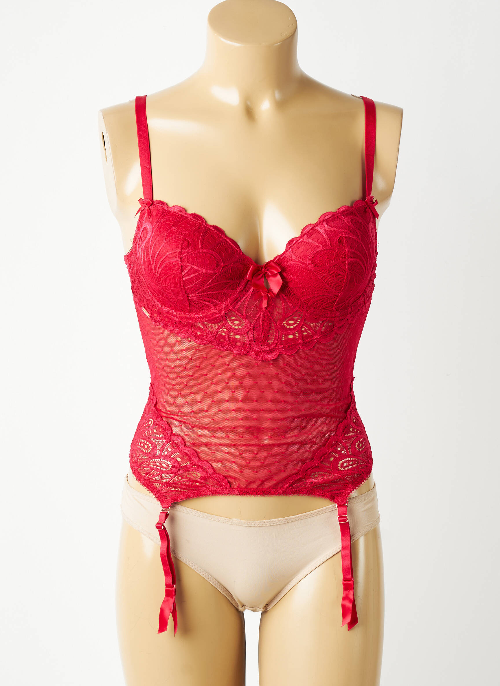 Guêpière/porte-jarretelle avec armature rose VALEGE femme